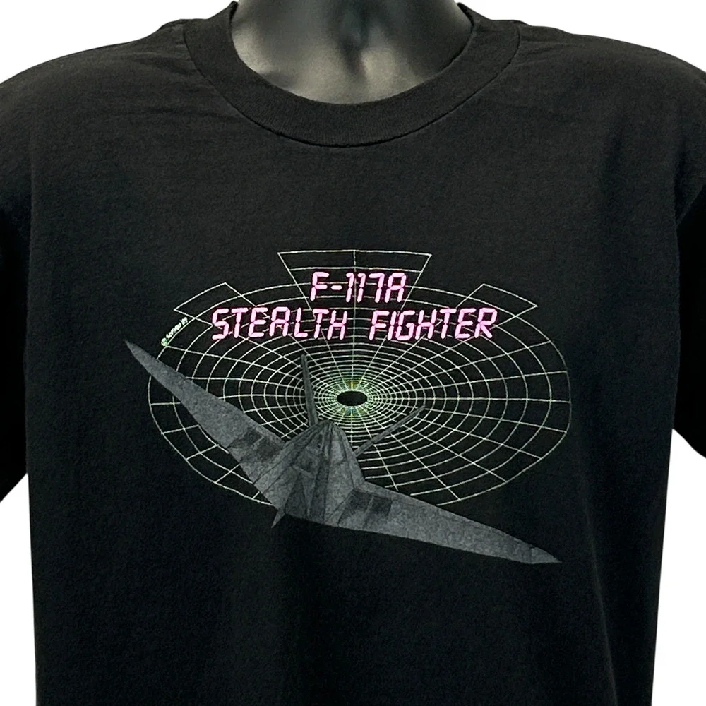 Vintage 90s Stealth Fighter F-117A T Shirt USAF Air Force Made In USA L Large - Picture 1 of 7